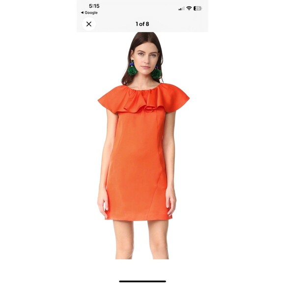 ZAC ZAC POSEN DOTTIE RUFFLE NECK SYNTHETIC SHIFT MINI DRESS IN RED SIZE 4 - Picture 1 of 5